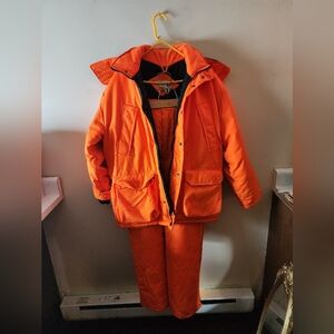 Men's Size Large Vintage Winchester Bright Orange Hunting Jacket and Pants Set